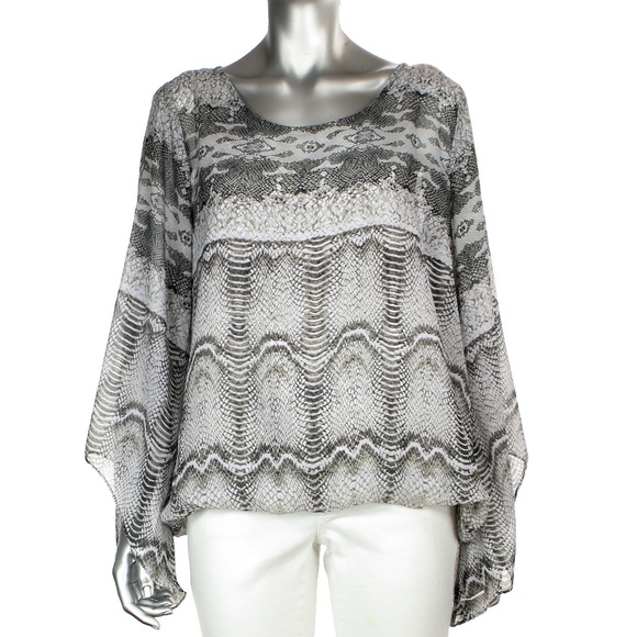 snake print sheer top